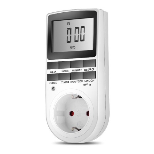 EU Plug Digital Timer Switch Large Screen 230V AC 16A Plug-in Electronic Kitchen Timer Socket Switch