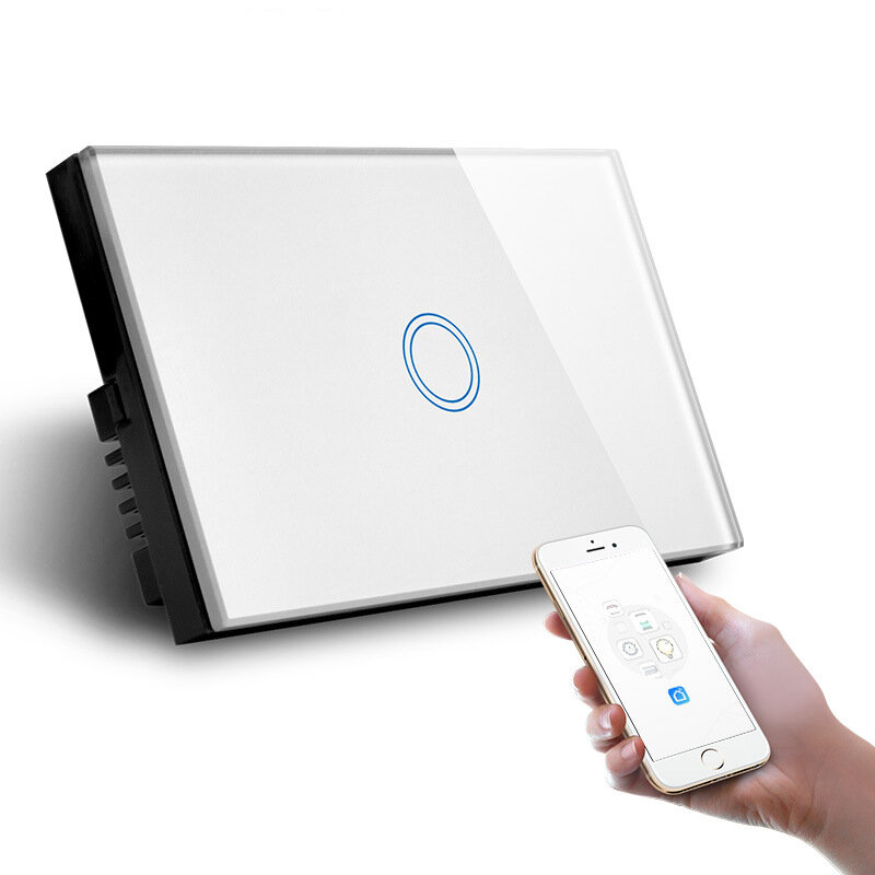 MAKEGOOD 1000W AC110-240V US 1 Gang 1 Way Smart Home Touch Switch WiFi APP Control Lamp Switch Crystal Glass Switch Compatible With Alexa Google Assistant