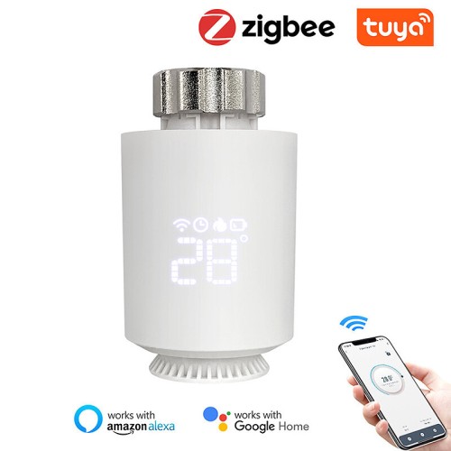TRV06 Tuya Smart Zigbee3.0 Thermostat Radiator Valve Actuator Smart TRV Programmable Temperature Controller Voice Control with Alexa Google Home