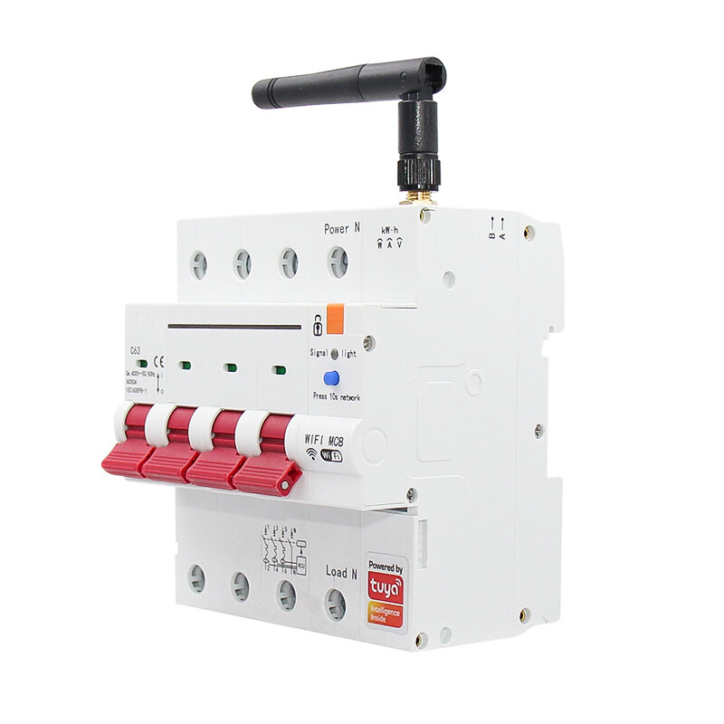 Tuya Smart WiFi Circuit Breaker with Metering 1P-4P 63A MCB Overload Short Circuit Protection Automatic Reclosing Smart Home