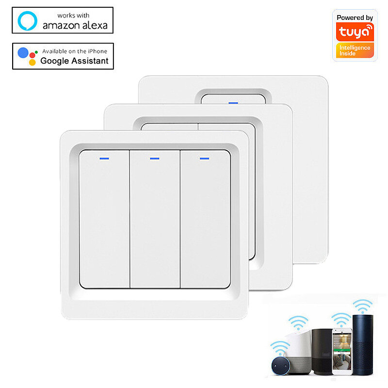 Tuya Smart Zigbe Touch Switch EU Plug with Backlight APP Remote Control Key Timer Setting 1/2/3 Gang 1 Way Voice Control Work with Alexa Google Home