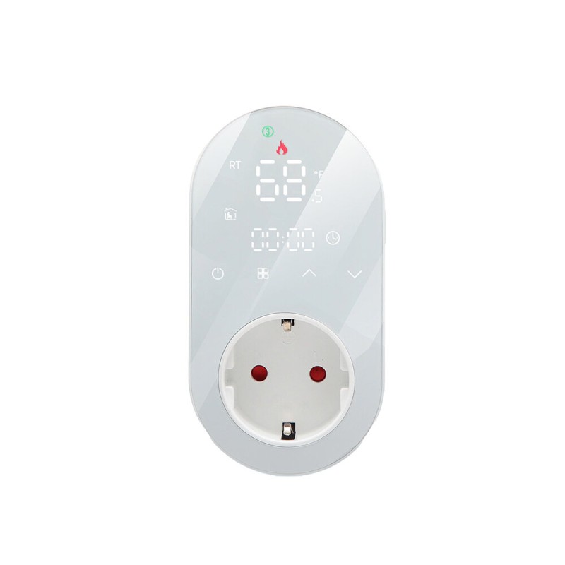 Tuya WiFi 16A Digital Thermostat Outlet EU Plug Touch Screen Timing Dual Temperature Controller Wireless APP Monitoring Voice Control Work with Alexa Google Home