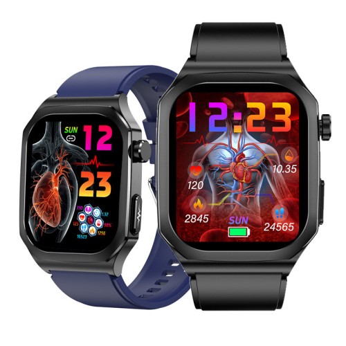 ET280 2.04inch AMOLED Display bluetooth Call ECG Function Uric Acid Blood Lipids Blood Glucose Testing Heart Rate Blood Pressure Blood Oxygen Monitor Sleep Monitoring SOS Emergency Call Multi-sport Modes Music Playback IP68 Waterproof Smart Watch