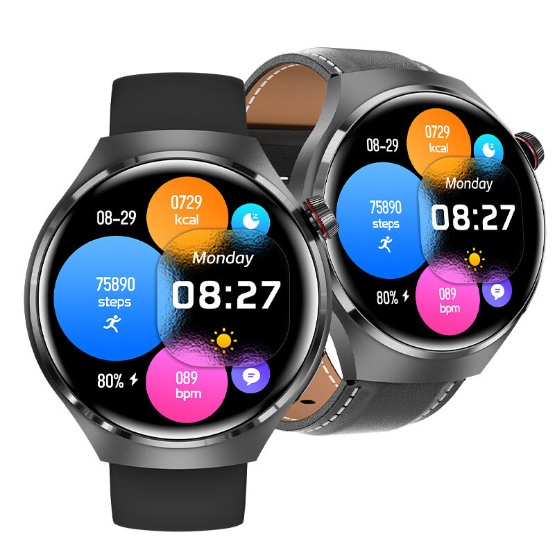 GT4PRO+ 1.6inch HD Screen bluetooth Call Heart Rate Blood Pressure SpO2 Monitor Blood Sugar Sleep Monitoring Women's Menstrual NFC Function Multi-sport Modes Music Playback IP68 Waterproof Smart Watch