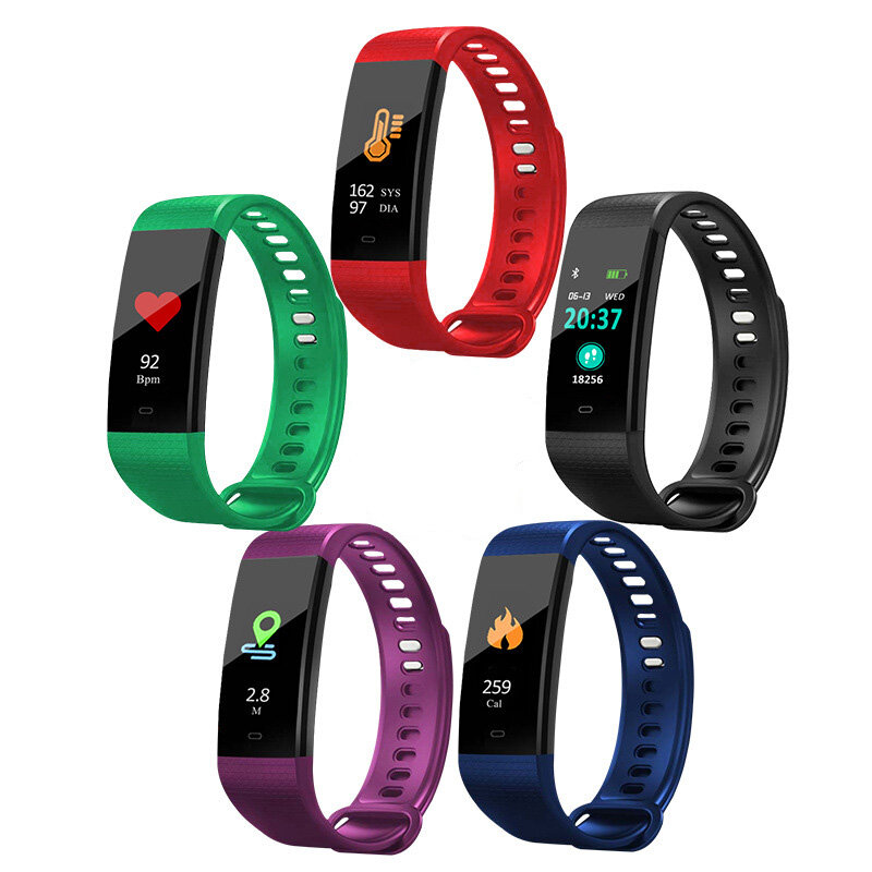 [Temperature Tracker]Bakeey Y5 Color Screen Smartband Heart Rate Blood Pressure Activity Monitor Fitness Tracker Smart Watch