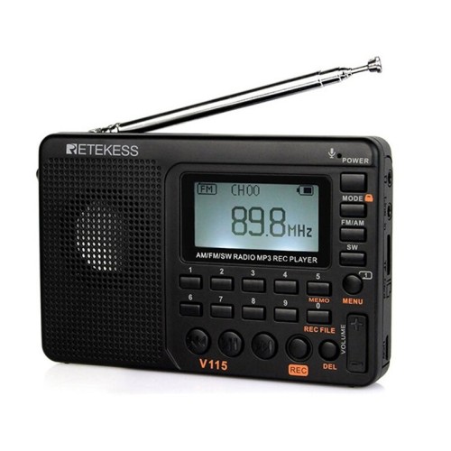 Retekes V115 Radio FM AM SW Portable Radios Rechargeable Shortwave Radio Devices All Full Waves USB Recorder Sleep Time