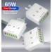 65W 6-Port USB Charger 3.1A USB-A*5 QC3.0 Fast Charging Wall Charger Adapter EU Plug US Plug for iPhone 12 13 14 14 Pro for Huawei Mate50 for Samsung Galaxy S23 for Oppo Reno9 for Redmi K60