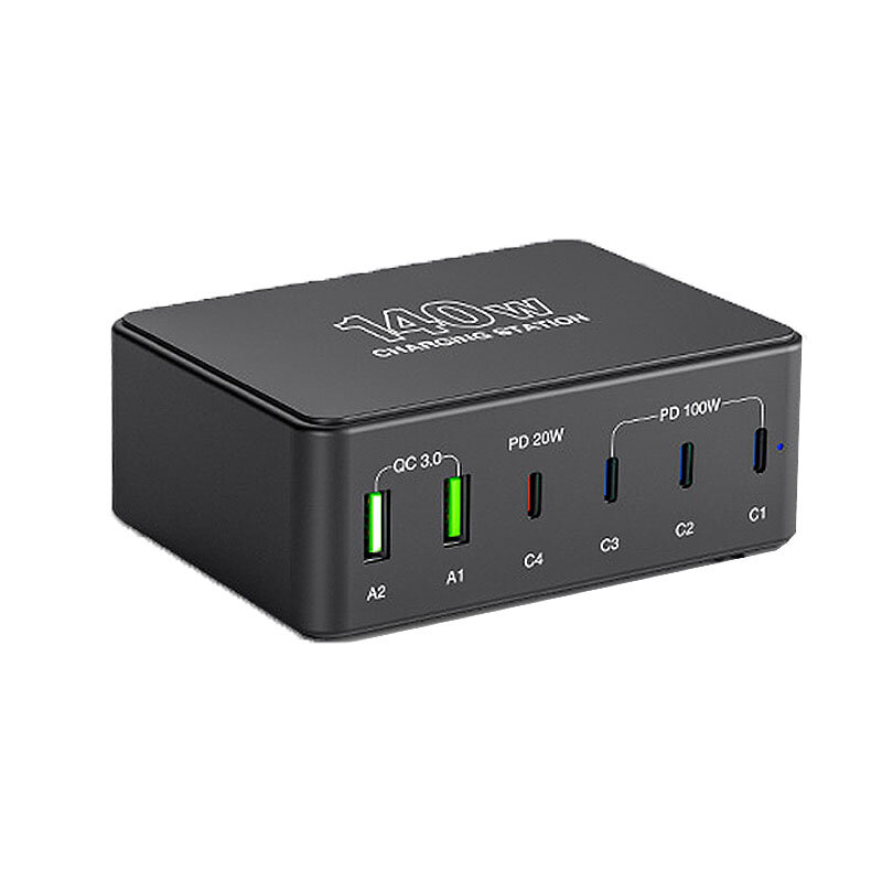 Bakeey H118 140W 6-Port USB PD Charger 2USB-A+4USB-C PD3.0 QC3.0 PPS SCP AFC Fast Charging Desktop Charging Station EU Plug for iPhone 15 14 13 for Huawei Mate60 Pro for Samsung Galaxy Z Flip4 for Xiaomi 13pro