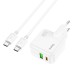 HOCO C111A Dual Port PD 30W QC3.0 Type-C + USB Fast Charging Wall Charger Adapter EU Plug With 1m Long Type-C to Type-C Cable For Samsung Galaxy S22 S22 Ultra Galaxy Z Flip 4 For Xiaomi Mi 12T Redmi Note 12 Huawei P50