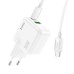HOCO C111A Dual Port PD 30W QC3.0 Type-C + USB Fast Charging Wall Charger Adapter EU Plug With 1m Long Type-C to Type-C Cable For Samsung Galaxy S22 S22 Ultra Galaxy Z Flip 4 For Xiaomi Mi 12T Redmi Note 12 Huawei P50