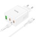 HOCO N33 PD35W 3-Port USB PD Charger Dual Type-C+USB-A QC3.0 Fast Charging Wall Charger Adapter EU Plug with Type-C to Type-C Cable 1M Long for Huawei Mate50 for Samsung Galaxy S23 for Redmi K60 for Xiaomi 13pro