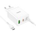 HOCO N33 PD35W 3-Port USB PD Charger Dual Type-C+USB-A QC3.0 Fast Charging Wall Charger Adapter EU Plug with Type-C to Type-C Cable 1M Long for Huawei Mate50 for Samsung Galaxy S23 for Redmi K60 for Xiaomi 13pro
