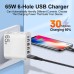 LYK-881 65W 6-Port  USB Charger 5USB-A+Type-C ast Charging Wall Charger Adapter EU Plug US Plug for iPhone 12 13 14 14 Pro for Samsung Galaxy S23 for Xiaomi13pro for Oppo Reno9