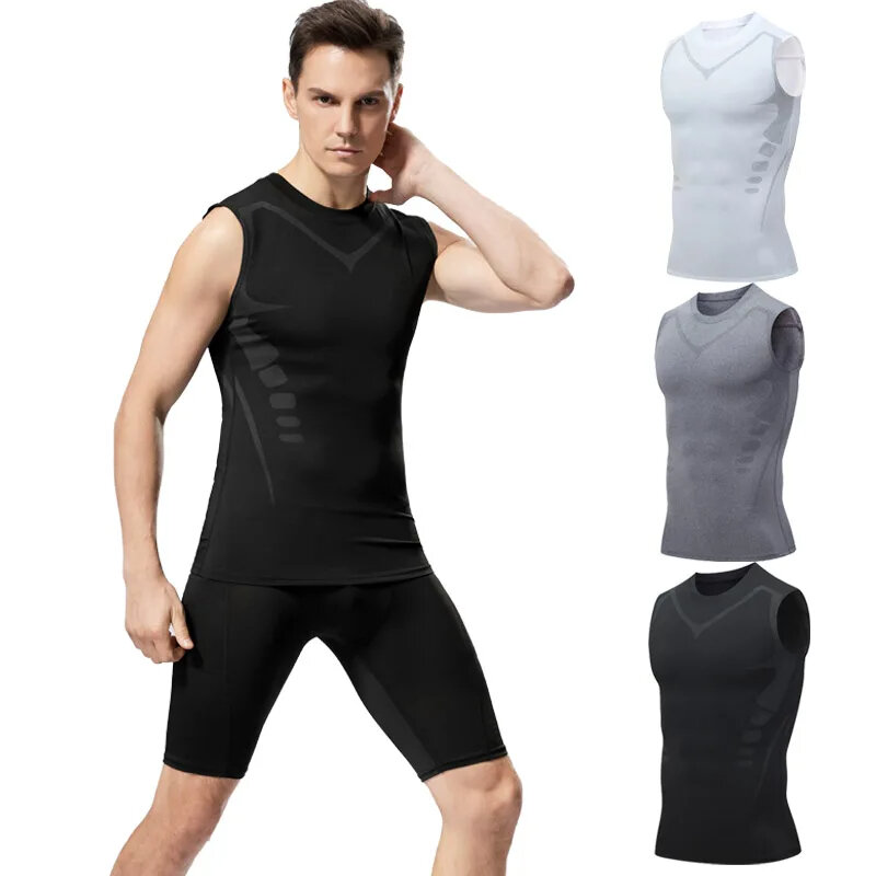 TENGOO Gym Sports Shirt Sleeveless Quick-dry High Elastic Printing Fashion Fitness Sportswear for Running Hiking Fashing Body Building Workout