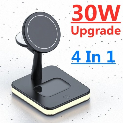 30W 4 in 1 Magnetic Wireless Charger Lamp for iPhone 12 13 14 Pro Max Mini Apple Watch Airpods Fast Charging Dock Station