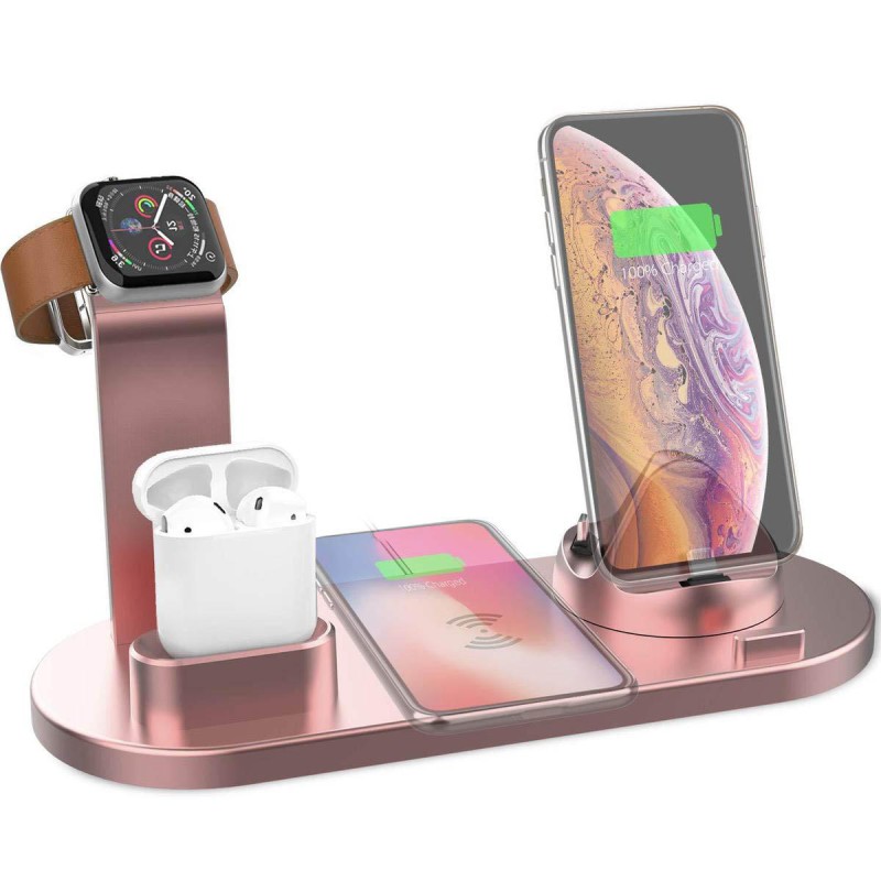 4 In 1 Qi Wireless Charger Phone Charger Watch Charger Earbuds Charger for Qi-enabled Smart Phones for iPhone for Samsung Apple Watch Apple AirPods Pro