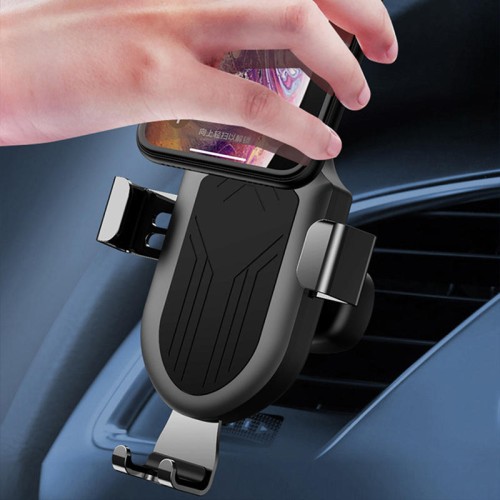 5W Qi Wirelesss Charge Gravity Linkage Automatical Lock Car Stand Air Vent Holder for iPhone Mobile Phone