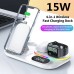 Bakeey 15W 4 in 1 Wireless Charger Fast Charging Pad Dock with Digital Clock / RBG Lights for Smart Phones for iPhone 15 14 13 for Huawei Mate60 Pro for Xiaomi 13pro for Samsung Galaxy Z Flip4 for Airpods for Apple Watch