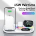 Bakeey 15W 4 in 1 Wireless Charger Fast Charging Pad Dock with Digital Clock / RBG Lights for Smart Phones for iPhone 15 14 13 for Huawei Mate60 Pro for Xiaomi 13pro for Samsung Galaxy Z Flip4 for Airpods for Apple Watch