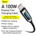 Baseus 100W LED Display USB-C to USB-C PD Power Delivery Cable E-mark Chip Fast Charging Data Transfer Cord Line for Samsung Galaxy S21 Note S20 Iltra Huawei Mate 40 OnePlus 9 Pro for iPad Pro 2020 MacBook Air 2020