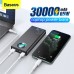 Baseus 65W USB PD 30000mAh Power Bank PD QC3.0 FCP SCP Fast Charging External Battery Charger 3 Inputs & 5 Outputs With 100W USB-C to USB-C Cable For iPhone 13 13 Mini 13 Pro For Samsung Galaxy Note 20 Ultra Xiaomi Mi10 For iPad Pro 2020 MacBook Air 