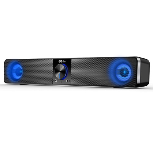 ELEGIANT SR200P 10W Wired Computer Speakers Soundbar with 3 Light Mode Enhanced Stereo USB Powered