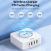 LDNIO 15W 10W 7.5W 5W Fast Wireless Charger Fast Charging Pad with 4-Port USB Charger 30W PD3.0 18W QC3.0 Dual 12W USB-A SCP AFC Fast Wall Charger Adapter EU Plug for iPhone 13 14 Pro 14 Pro Max for Huawei P50 for Samsung Galaxy S22 for Xiaomi 13