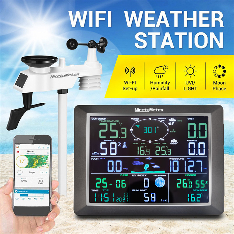 0310Wireless24GWifiWeatherStationwith83inchLargeDisplayIndoorOutdoorThermometerHygrometerWindSpeedMo-2004564-1