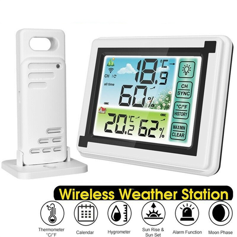 1-to-1IndoorOutdoorWirelessThermometerLargeColorfulScreenTemperatureHumidityMonitorWeatherStationClo-1995956-1