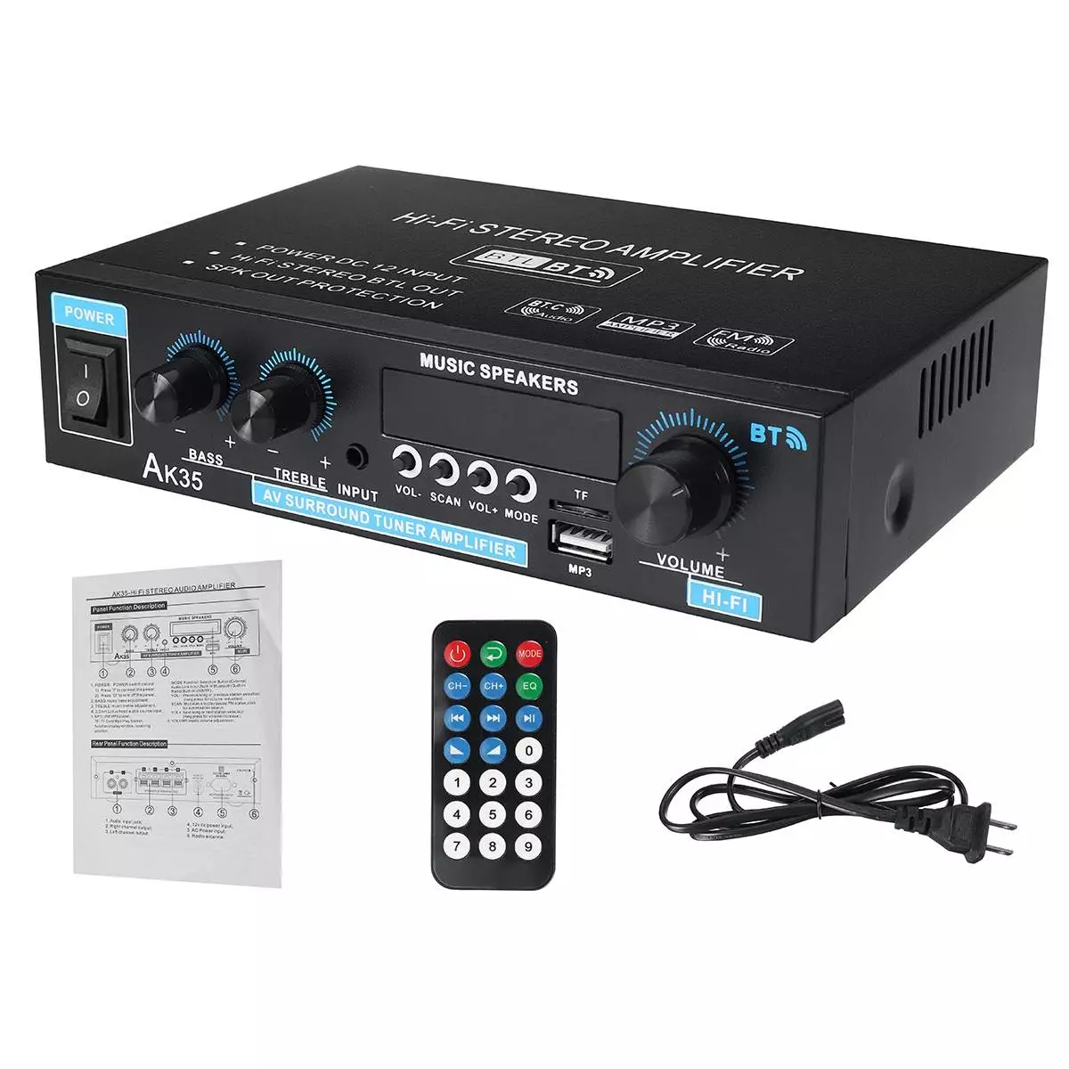 AK35110-240V2x30WMini20ChannelDigitalAmplifierbluetooth50ReceiverUSBMusicPlayerStereoHomeCarMarineAu-1812112-11