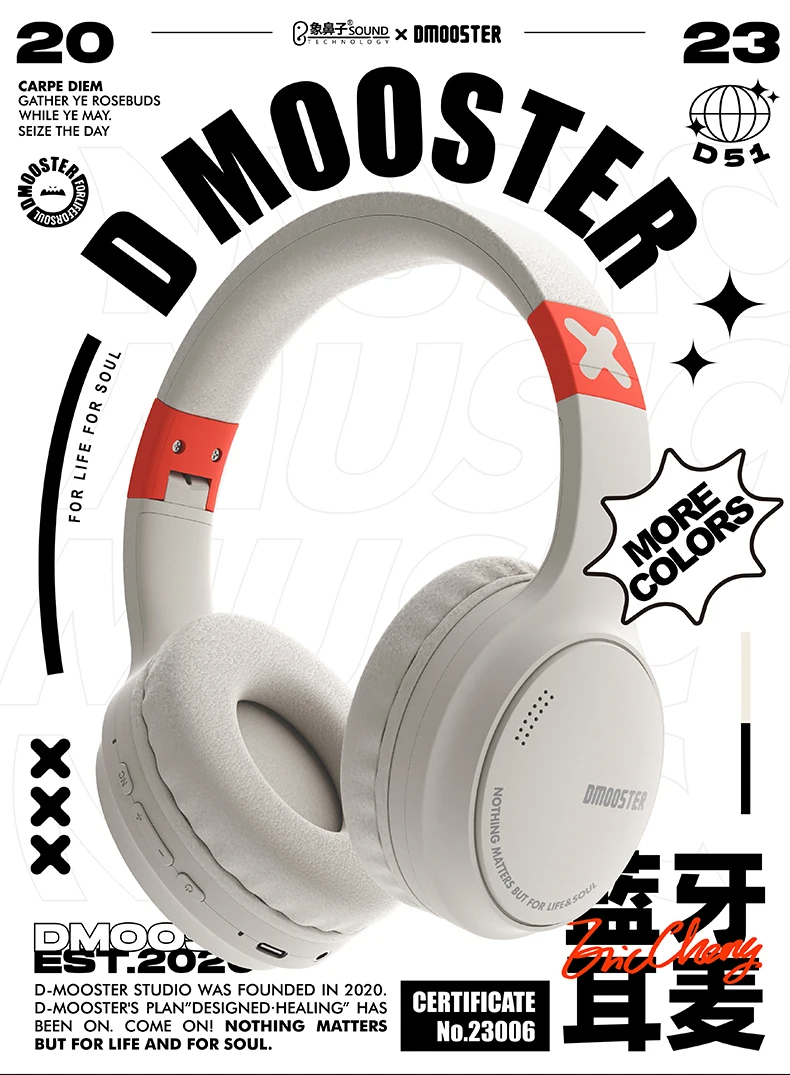 DMOOSTERD51bluetoothHeadsetWirelessANCHeadphoneENCNoiseCancelling40mmDynamicSpeakerAUXE-SportsOn-ear-2012942-1