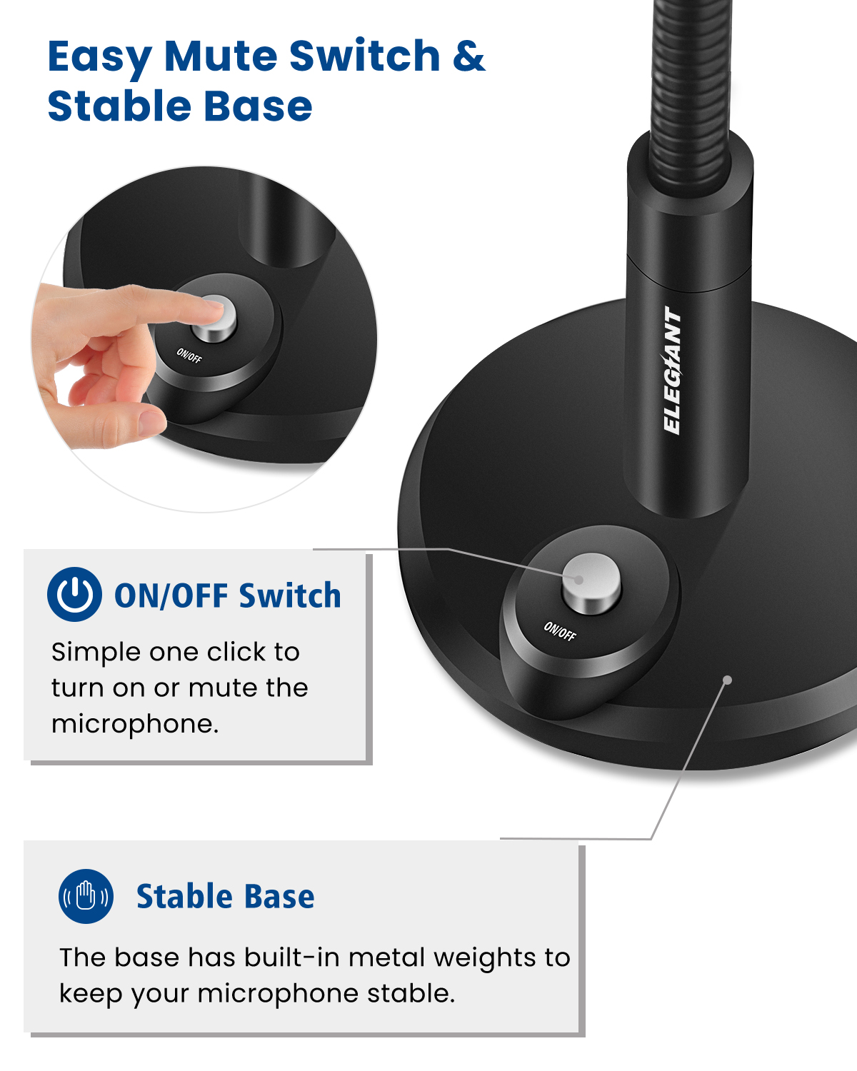 ELEGIANTEGM-01USBStandMicrophoneMiniCondenserMicrophonewithSwitchforMacWindows7810andPC-1793439-4