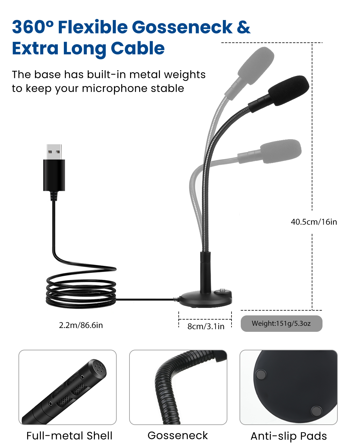 ELEGIANTEGM-01USBStandMicrophoneMiniCondenserMicrophonewithSwitchforMacWindows7810andPC-1793439-6