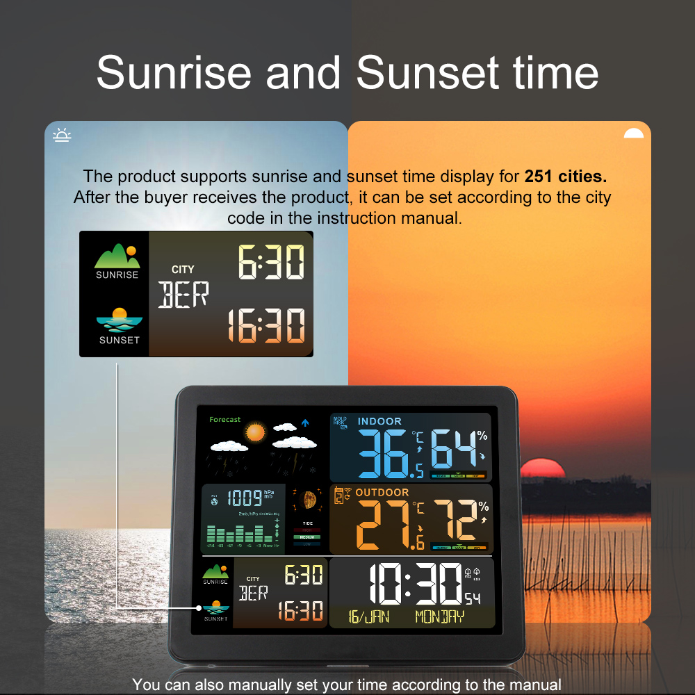 ElectronicWeatherStationSmartColorScreenMulti-functionAlarmClockThermometerHygrometerWeatherForecast-2002257-2
