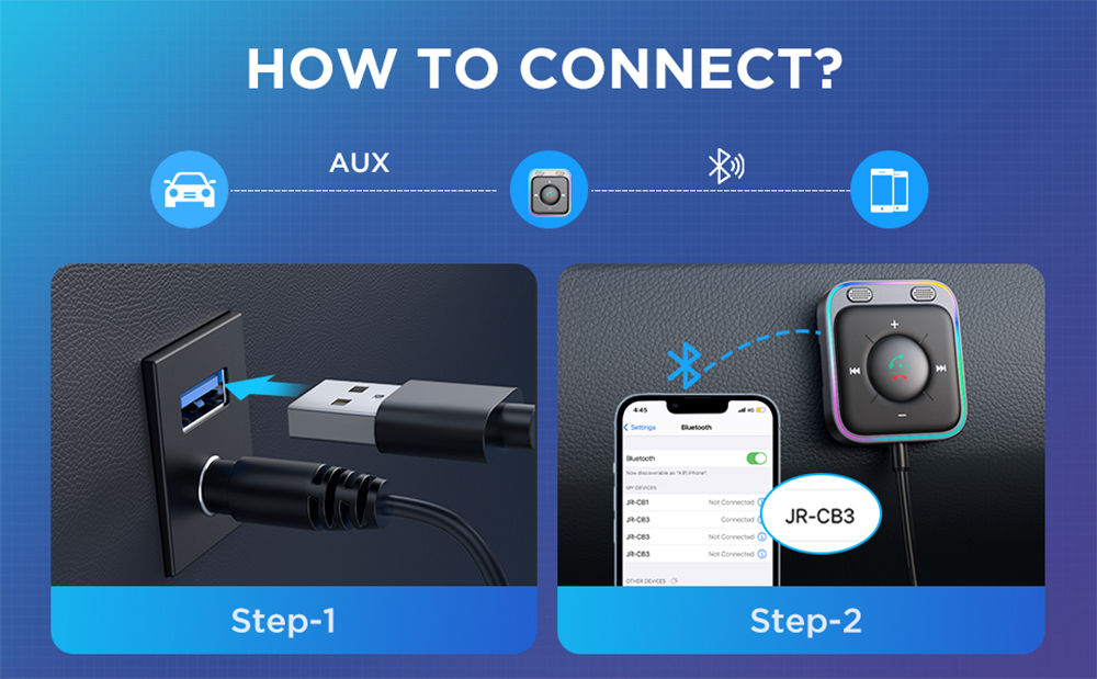 Joyroombluetooth53CarPhoneAdapterHiFiStereoSurroundSoundHDHands-freeCallsDualMicENCNoiseCancellingLE-1983339-5