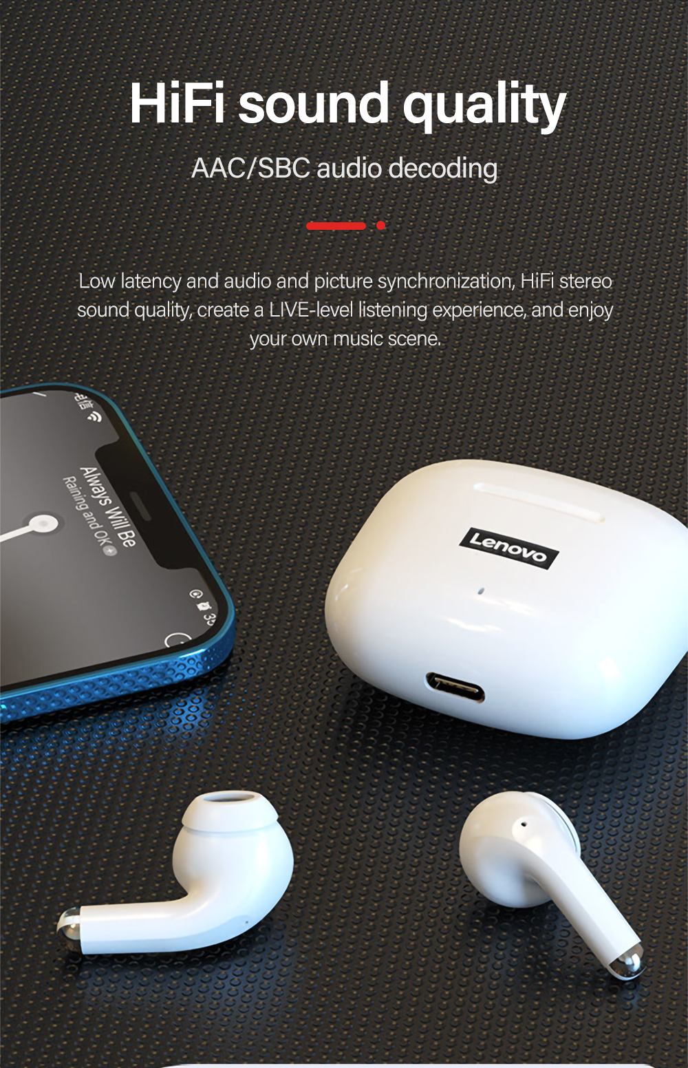 NewLenovoLP40TWSbluetooth51EarphoneWirelessEarbudsHiFiStereoBassENCNoiseReductionType-CIPX5Waterproo-1894221-4