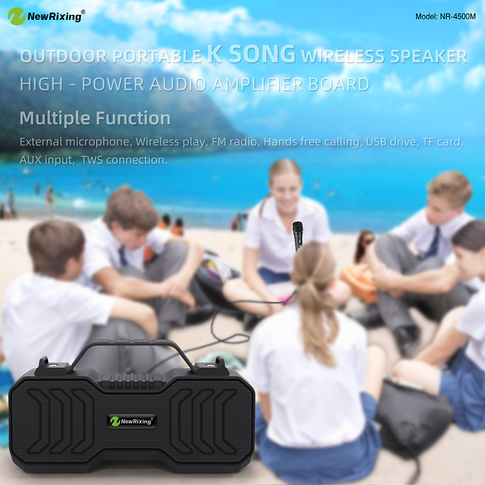 NewRixingNR-4500MwithExtemalMicrophoneWirelessbluetoothSpeakerPortableTWSDualMachineinParallelMiniVa-1772926-7