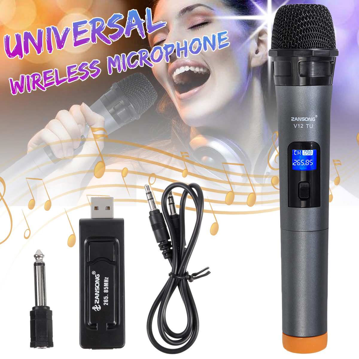 ProfessionalUHFWirelessMicrophoneHandheldMicSystemKaraokeWithReceiverandDisplayScreen-1594315-1