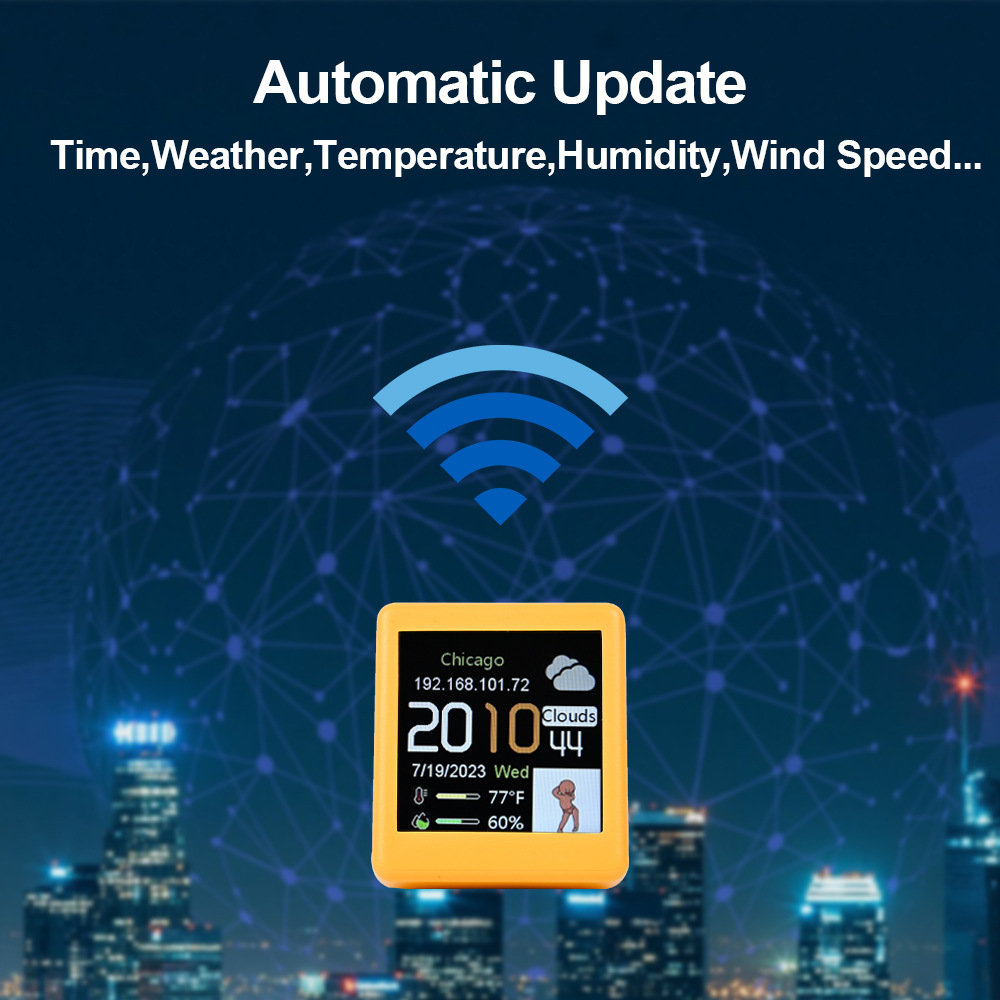 SmartWeatherStationWiFiDeskLCDDigitalAnalogClockSmallAlbumPhotoFrameMulti-functionElectronicThermome-2000312-7