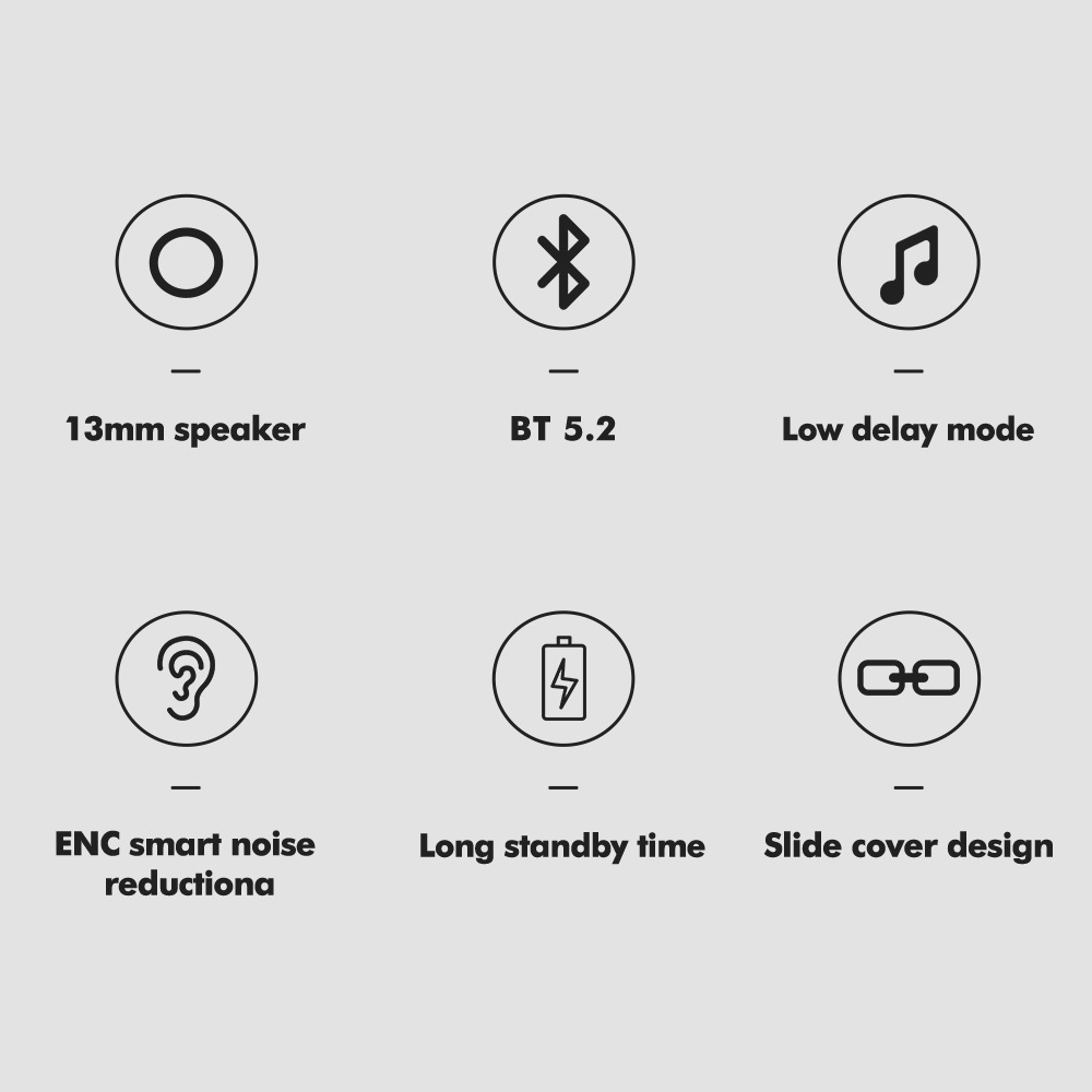 TS-300TWSbluetooth52EarphoneDualStereoENCNoiseCancellingGameLowLatencyTouchControlHeadphonewithMic-1970120-2