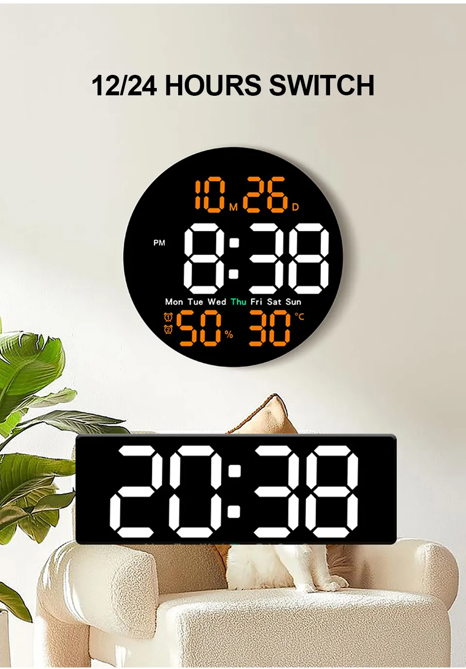 10inchLEDLargeDigitalWallClockWithRemoteControlAutoDimming10LevelBrightnessDigitalAlarmClockTemperat-2005335-6