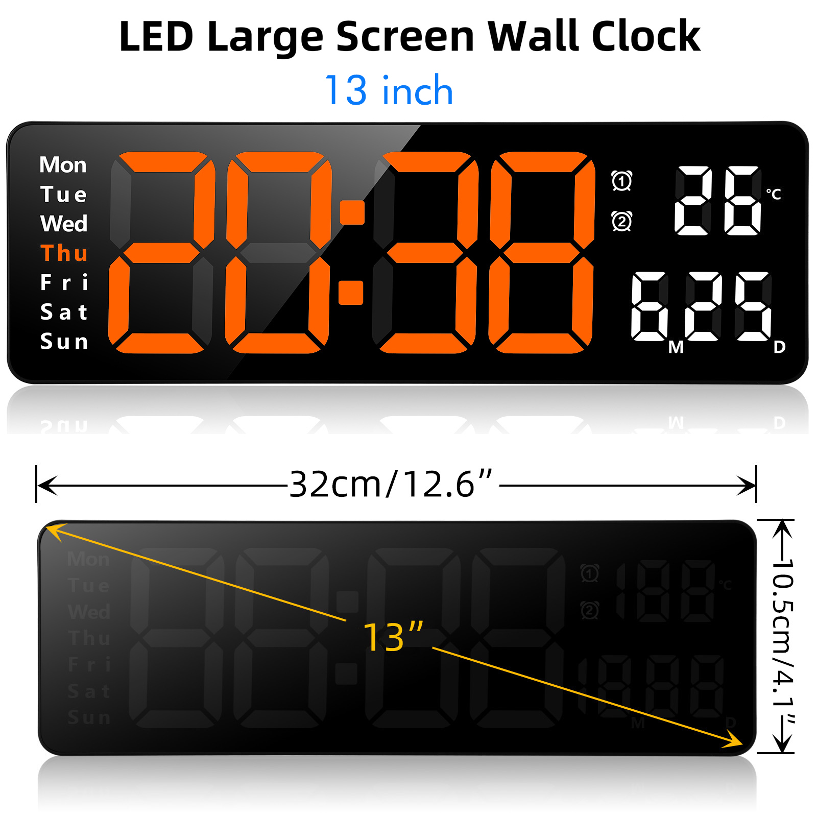 AGSIVO13InchDigitalWallClockLargeLEDDisplaywithRemoteControlAutomaticBrightnessIndoorTemperatureDate-1998530-7