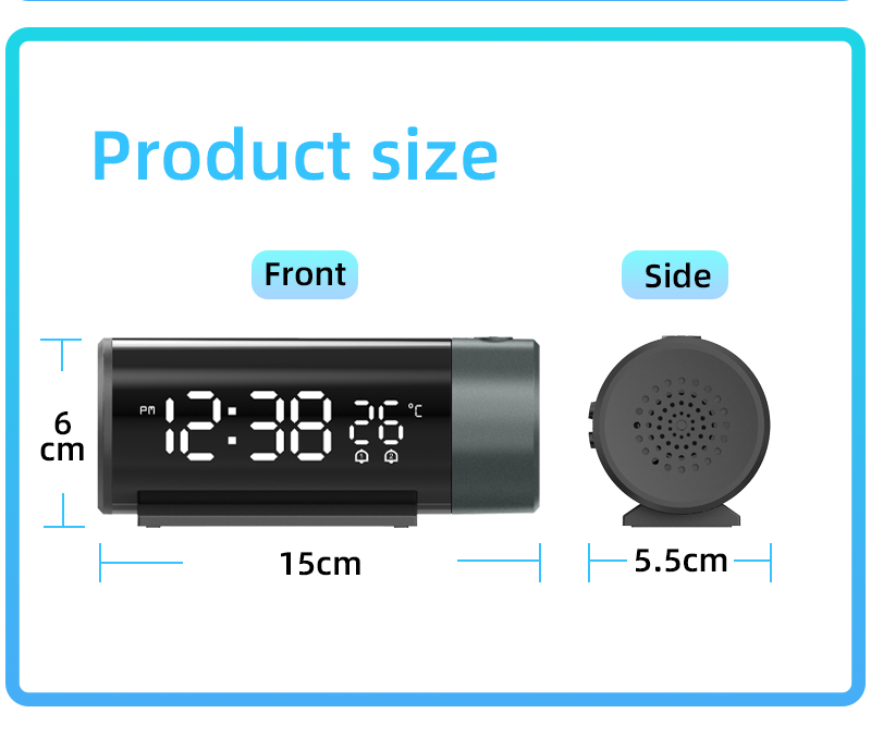 AGSIVOLEDDigitalProjectionAlarmClockwithProjectiononCeilingWallSnoozeTemperatureDisplayExternalUSBPo-1998385-9