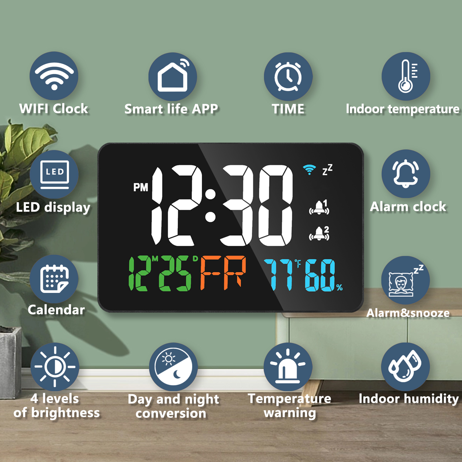 AGSIVOLEDWifiDigitalAlarmClockWithCalendarIntelligentUpdatewithRemoteControlIndoorTemperatureDisplay-1998581-3