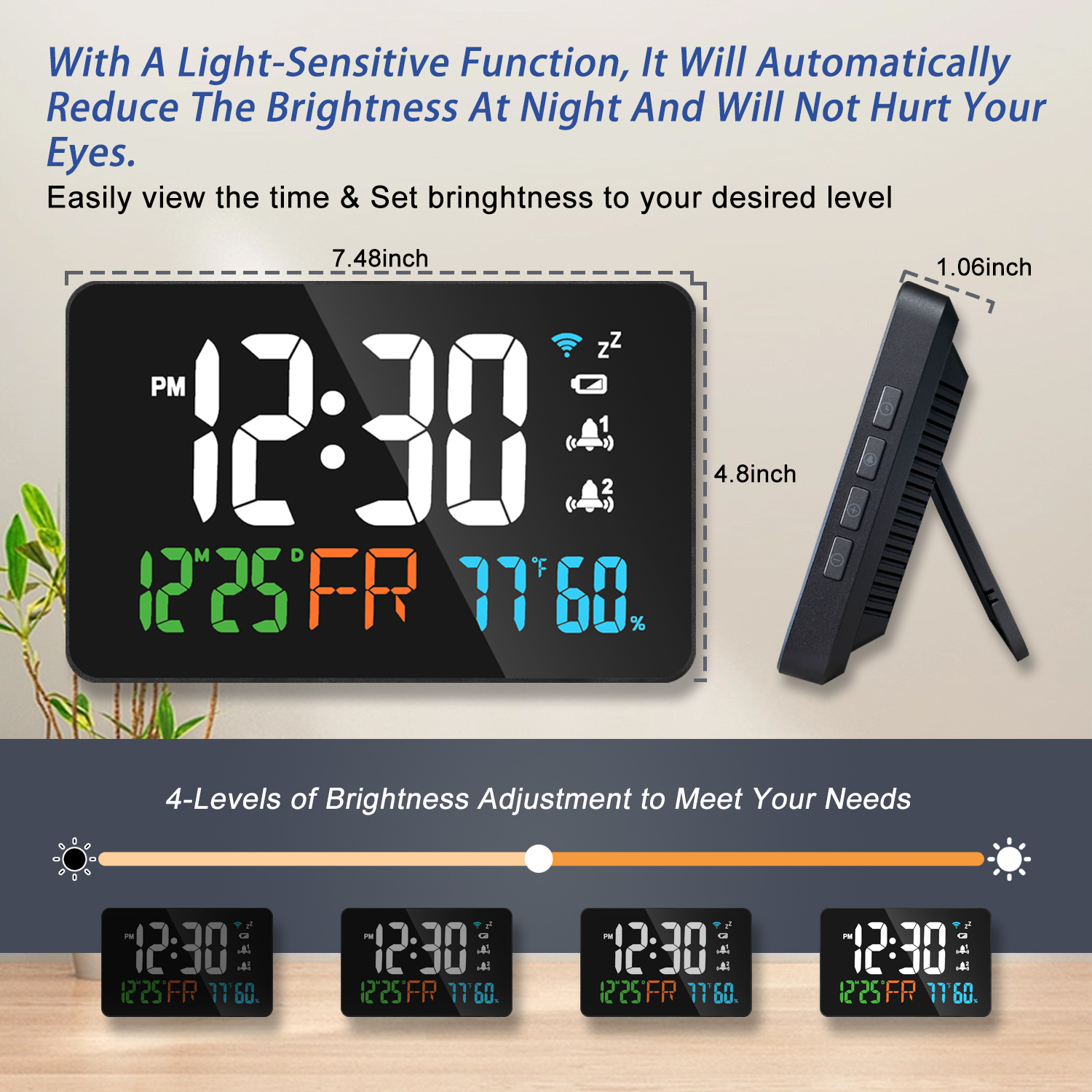 AGSIVOLEDWifiDigitalAlarmClockWithCalendarIntelligentUpdatewithRemoteControlIndoorTemperatureDisplay-1998581-8