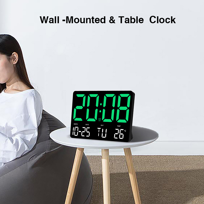 AGSIVOLargeDigitalWallClockAlarmClockLargeLEDDisplaywithRemoteControlAdjustableBrightnessIndoorTempe-1998394-3