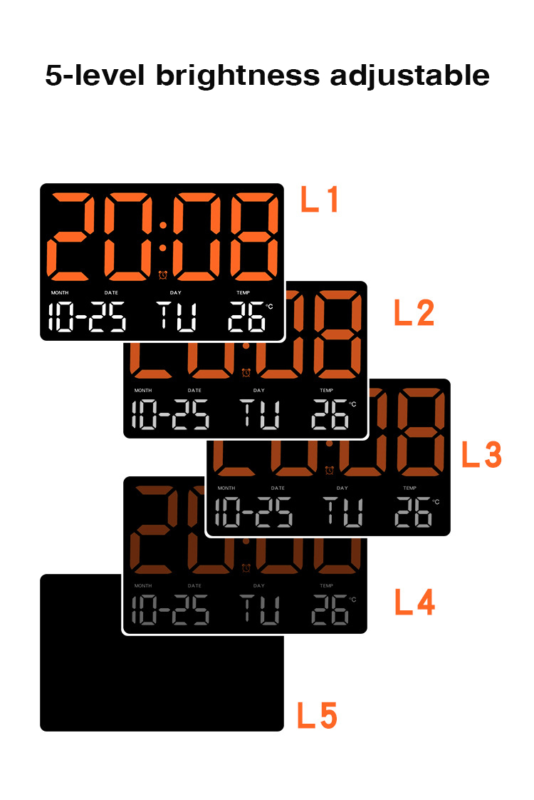 AGSIVOLargeDigitalWallClockAlarmClockLargeLEDDisplaywithRemoteControlAdjustableBrightnessIndoorTempe-1998394-7