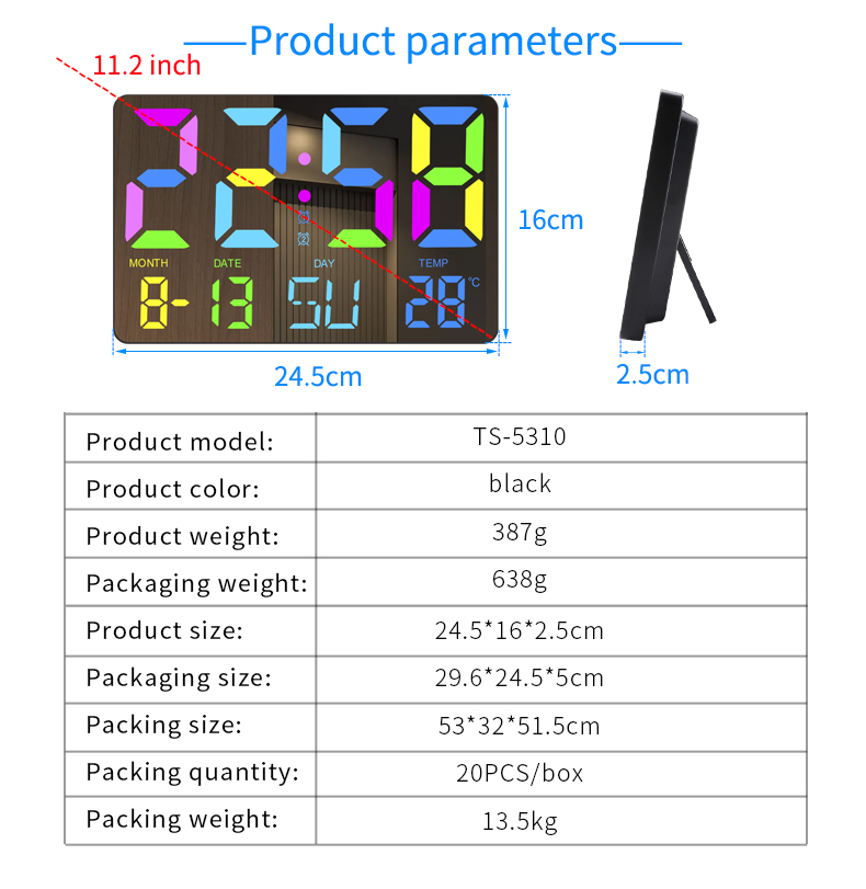 AGSIVOLargeRGBRainbowDigitalWallClockAlarmClockLargeLEDDisplaywithSnoozeRemoteControlAutomaticBright-1998696-12