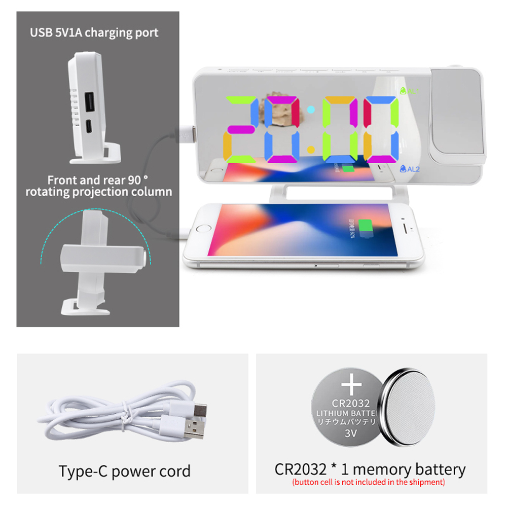 AGSIVORGBProjectionDigitalAlarmClockwithSnoozeMirrorSurfaceAdjustableBrightnessForBedroomLivingRoomC-1998151-6