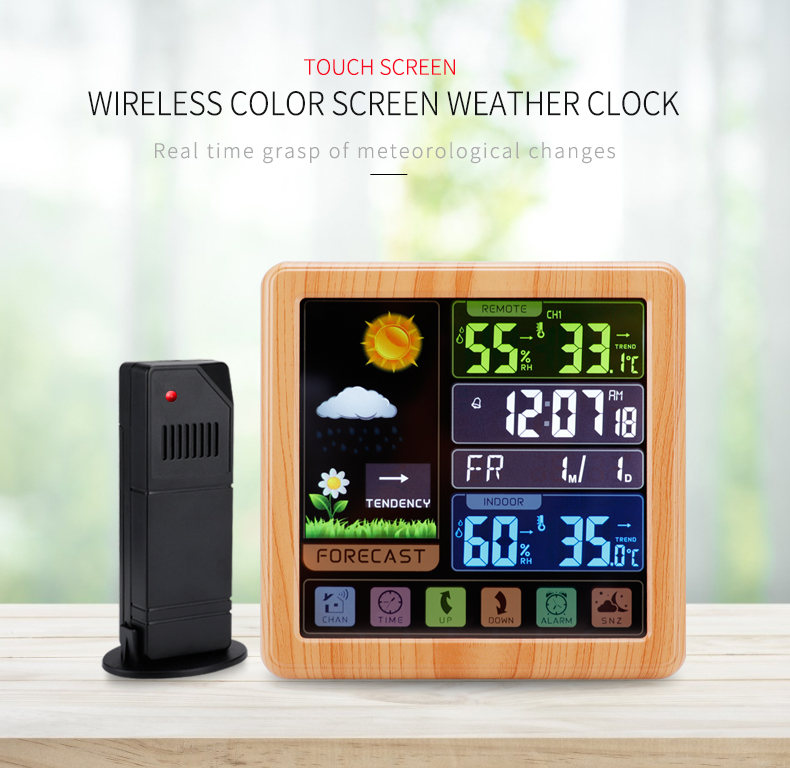 AGSIVOWirelessTouchScreenDigitalWeatherStationAlarmClockIndoorOutdoorThermometerHumidityDisplayWithA-1998548-1